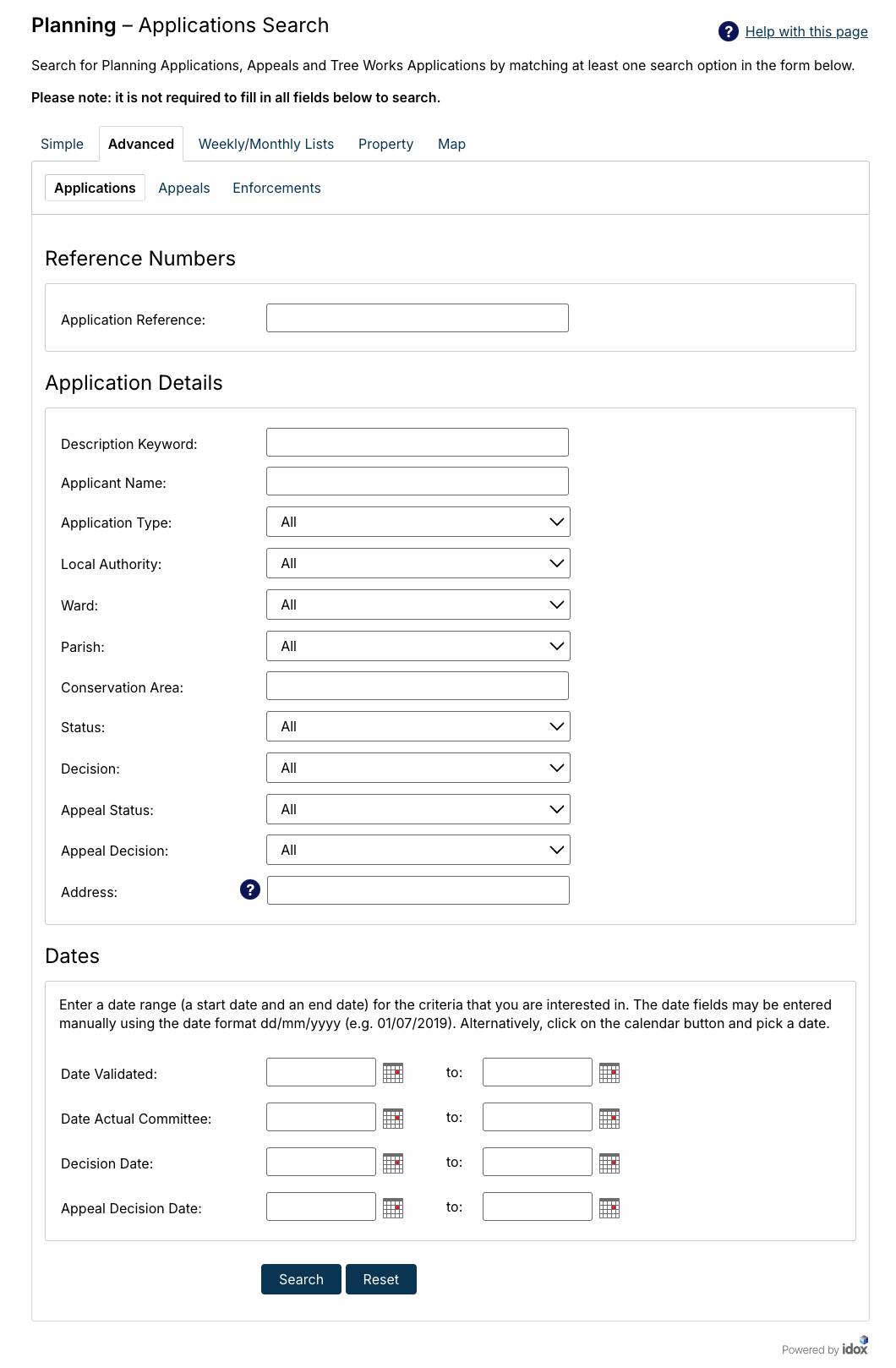Idox Advanced Form
