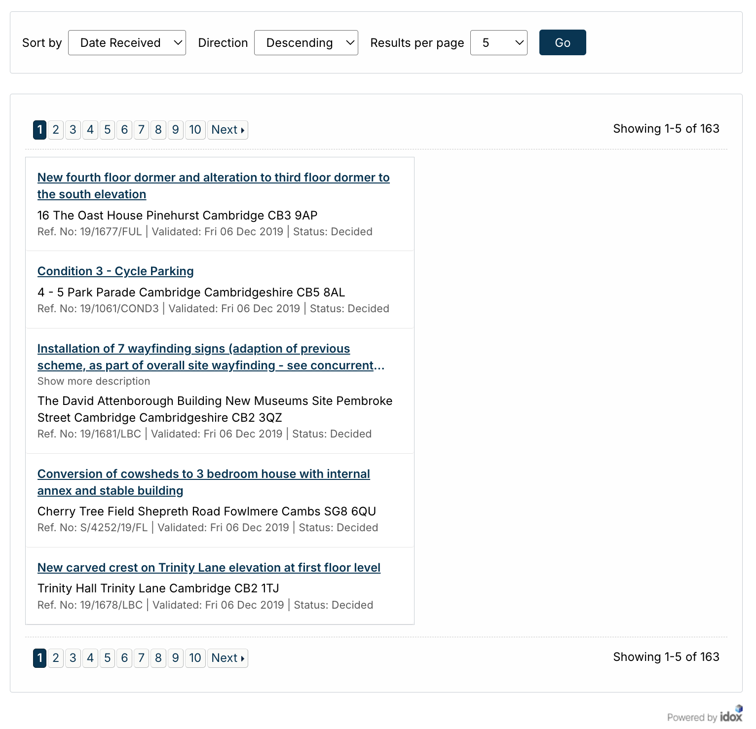 Idox Search Results
